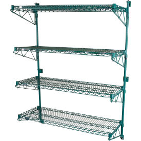 Nexel® Poly-Green® Adjustable Wall Mount Wire Shelving 4 Shelf Starter 54