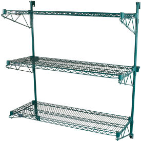 Nexel® Poly-Green® Adjustable Wall Mount Wire Shelving 3 Shelf Starter 60