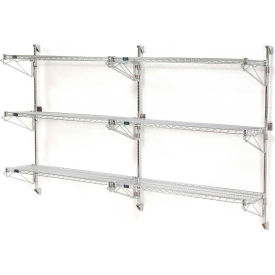 Nexel® Chrome Adjustable Wall Mount Wire Shelving 3 Shelf Add On 72
