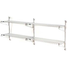 Nexel® Chrome Adjustable Wall Mount Wire Shelving 2 Shelf Add On 72