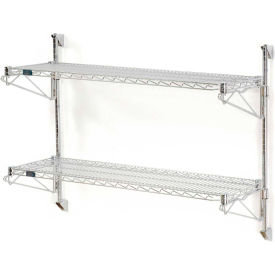 Nexel® Chrome Adjustable Wall Mount Wire Shelving 2 Shelf Starter 42