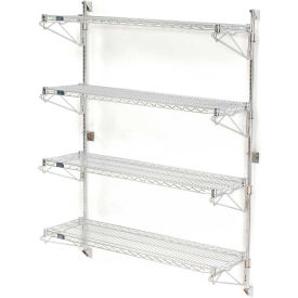 Nexel® Chrome Adjustable Wall Mount Wire Shelving 4 Shelf Starter 36