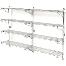 Nexel® Chrome Adjustable Wall Mount Wire Shelving 4 Shelf Add On 54