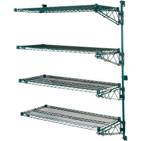 Nexel® Poly-Green® Adjustable Wall Mount Wire Shelving 4 Shelf Add On 36