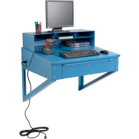 GoVets™ Wall Mount Shop Desk w/ Pigeonhole Riser 34-1/2