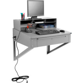 GoVets™ Wall Mount Shop Desk w/ Pigeonhole Riser 34-1/2