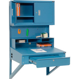 GoVets™ Wall Mount Shop Desk w/ Pegboard & Cabinet 34-1/2