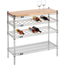 Nexel® Chrome Wine Display Unit - Wood Top - 36