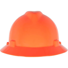 MSA V-Gard® Slotted Full-Brim Hat With Fas-Trac III Suspension Hi-Viz Orange 10021292 - Pkg Qty 20