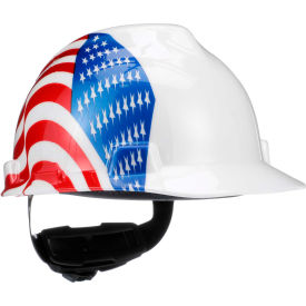 MSA V-Gard® American Freedom Series Slotted Protective Cap Dual American Flag 10050611