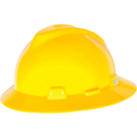 MSA V-Gard® Slotted Full-Brim Hat With 1-Touch Suspension Yellow 10058318 - Pkg Qty 20