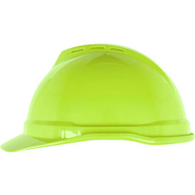 MSA V-Gard® 500 Cap Vented 6-Point Fas-Trac III Hi-Viz Yellow-Green 10074820 - Pkg Qty 20