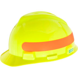 MSA V-Gard® Slotted Cap With Fas-Trac III SuspensionHi-Viz Yellow-GreenRed-Orange Stripe 10102233