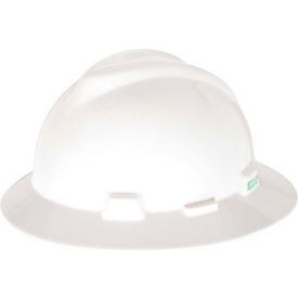 MSA V-Gard® Slotted Full-Brim Hat With Staz-On Suspension White 454733 - Pkg Qty 20