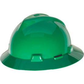 MSA V-Gard® Slotted Full-Brim Hat With Staz-On Suspension Green 454735 - Pkg Qty 20