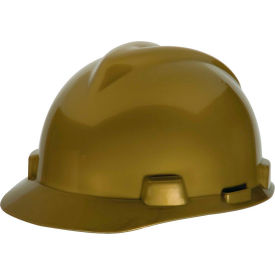 MSA V-Gard® Slotted Cap With Fas-Trac III Suspension Gold With Staz-On Suspension 464852 - Pkg Qty 20