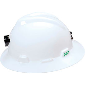 MSA V-Gard® Slotted Full-Brim HatLamp BracketCord Holder Fas-Trac III SuspensionWhite 815009