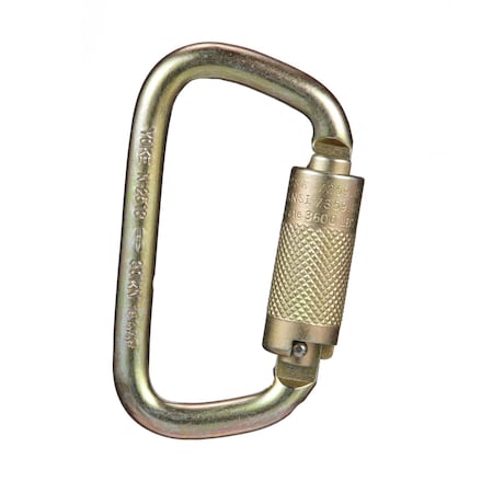 Carabiner, Auto-Lock, Offset-D, 4 3/16 in Length, 9/16