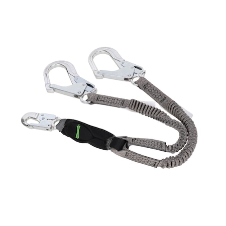 Lanyard, V-Series, Stretch, Twin-Leg, Energy Absorbing, 6 ft, 36CL Large Snaphooks MPN:10193555