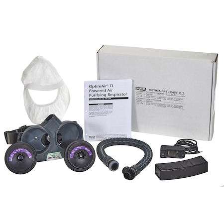 Powered Air Purifying Respirator, OptimAir TL Kit, Low Profile Hood, HE Filters, Extended Battery MPN:10214805
