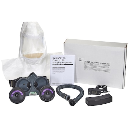 Powered Air Purifying Respirator, OptimAir TL Kit, Full Hood, HE Filters, Extended Battery MPN:10214891