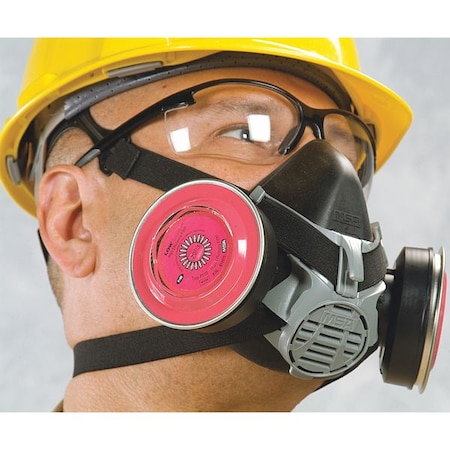 Half Mask Respirator Kit: 2 Cartridges Included, Organic Vapor (OV), P100, Threaded, Size M MPN:10X302-4LN01