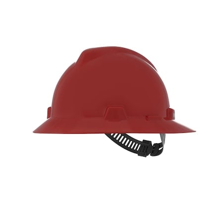 V-Gard Slotted Full Brim Hard Hat, Staz-On Suspension, Type I, Class E, Red MPN:454736