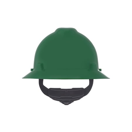 V-Gard Slotted Full Brim Hard Hat, Fas-Trac III Suspension, Type I, Class E, Green MPN:475370