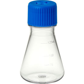 MTC™ Bio 125mL Erlenmeyer Flask w/Vented Screw Cap Flat Bottom PETG Sterile F4060-F