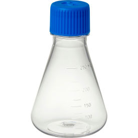 MTC™ Bio 250mL Erlenmeyer Flask w/Vented Screw Cap Flat Bottom PETG Sterile F4061-F
