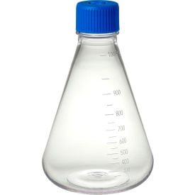 MTC™ Bio 1000mL Erlenmeyer Flask w/Vented Screw Cap Flat Bottom PETG Sterile F4063-F