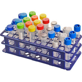 MTC™ Bio Test Tube Rack fits 15-17mm Diameter Tubes 60 Places Blue 5/Pack R1117