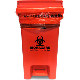 MTC™ Bio BowTie™ 8 Gallon Biohazard Bin w/ Hands-Free Foot Pedal Lid Polypropylene Red A8000B