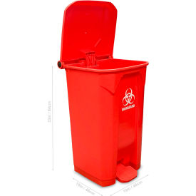 MTC™ Bio 26 Gallon Biohazard Bin w/Foot-Pedal Lid Polypropylene Red A8002B