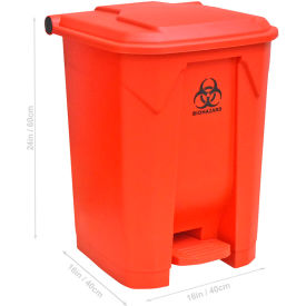 MTC™ Bio BowTie™ 13 Gallon Biohazard Bin w/Foot-Pedal Lid Polypropylene Red A8006B