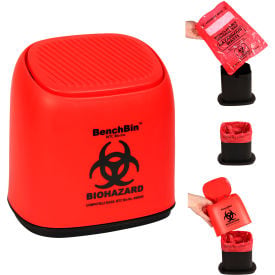 MTC™ Bio BenchBin™ 0.4 Gallon Starter Kit 400 Autoclave Bags Polypropylene Red A8401-SK