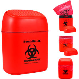 MTC™ Bio BenchBin™ 3L™ Benchtop Biohazard Bin Polypropylene A8403B