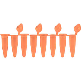MTC Bio 8 Strips PCR Tube with Attached Individual Flat Cap 0.2mL Orange 120 Pack P3010-A-O