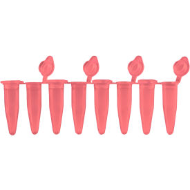 MTC Bio PCR 8-Strips. 0.2mL with Attached Individual Flat Caps Red 120/Pack P3010-A-R