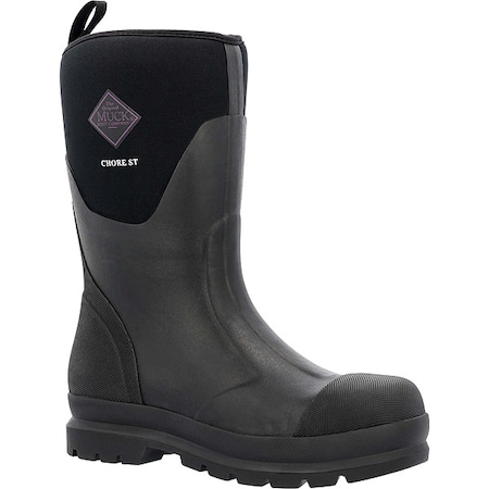 Women's Chore Classic Mid Rubber Boot, Steel Toe, 12 in Height, Black, 11 MPN:MCMPW00