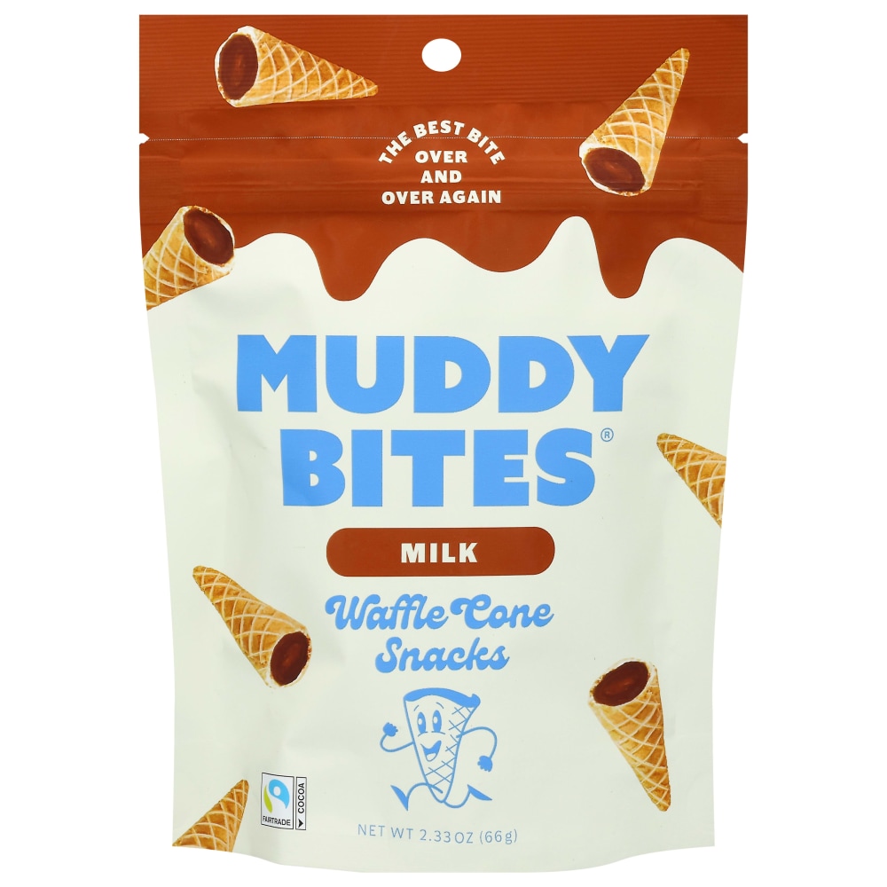Muddy Bites Waffle Cone Snacks, Milk Chocolate, 2.33 Oz, Total Qty 12 MPN:1000