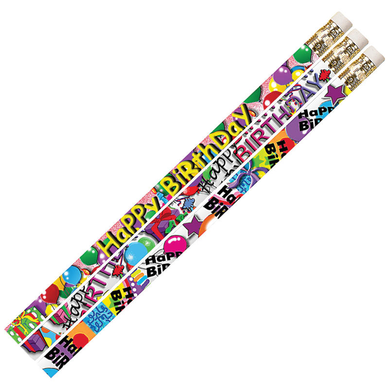 Musgrave Pencil Co. Motivational Pencils, 2.11 mm, #2 Lead, Birthday Supreme, Multicolor, Pack Of 144 MPN:MUS1355D-12