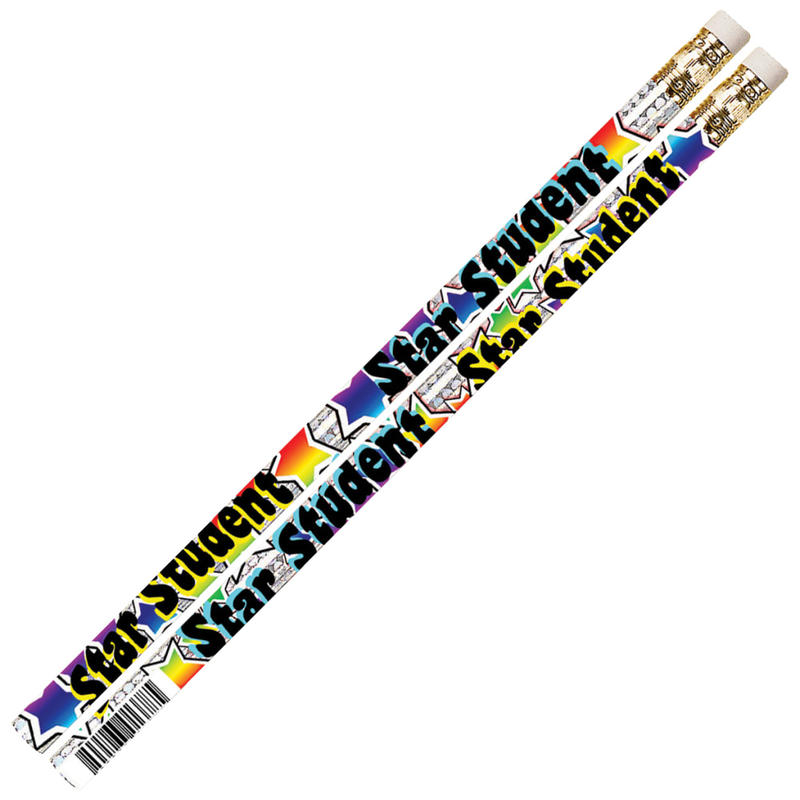 Musgrave Pencil Co. Motivational Pencils, 2.11 mm, #2 Lead, Star Student, Multicolor, Pack Of 144 MPN:MUS1378D-12