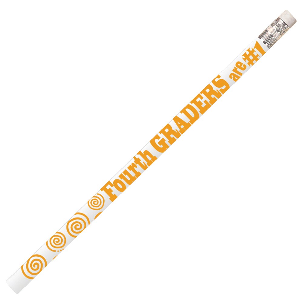 Musgrave Pencil Co. Motivational Pencils, 2.11 mm, #2 Lead, 4th Graders Are #1, Yellow/White, Pack Of 144 MPN:MUS2207D-12