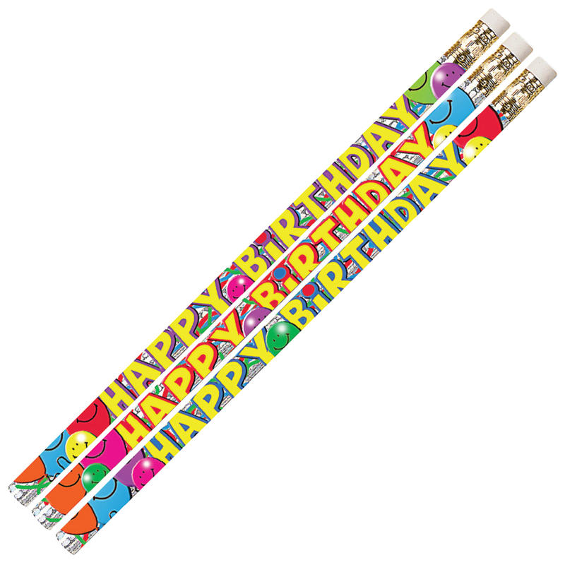 Musgrave Pencil Co. Motivational Pencils, 2.11 mm, #2 Lead, Birthday Bash, Multicolor, Pack Of 144 MPN:MUS2214D-12