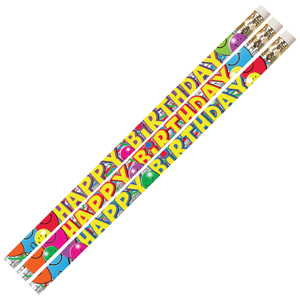Musgrave Pencil Co. Inc. Motivational Pencils, Birthday Bash, 12 Pencils Per Pack, Set Of 12 Packs MPN:MUS2214G