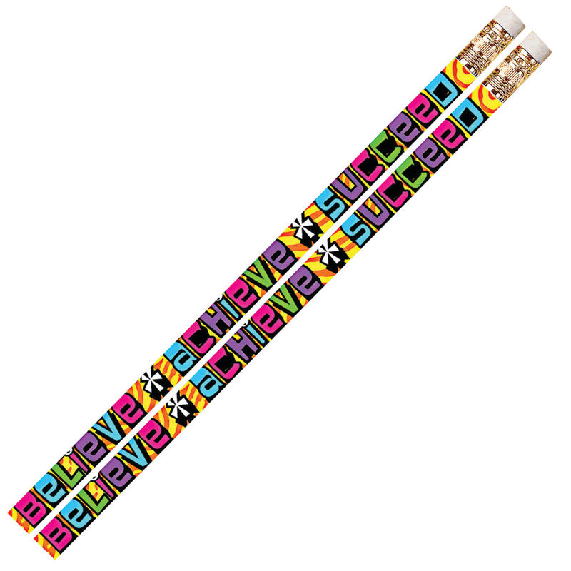 Musgrave Pencil Co. Motivational Pencils, 2.11 mm, #2 Lead, Believe Achieve Succeed, Multicolor, Pack Of 144 MPN:MUS2279D-12