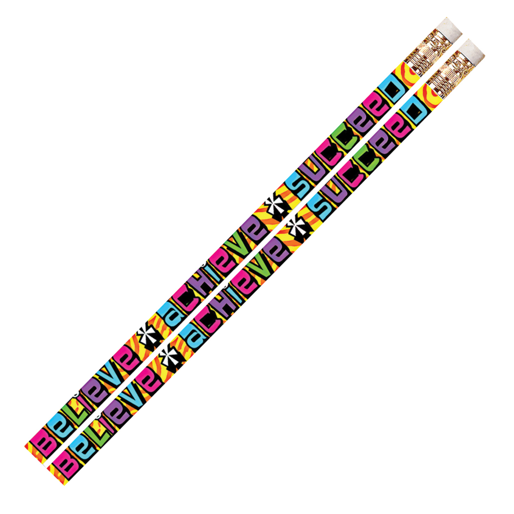 Musgrave Pencil Co. Inc. Motivational Pencils, Believe Achieve Succeed, 12 Pencils Per Pack, Set Of 12 Packs MPN:MUS2279G