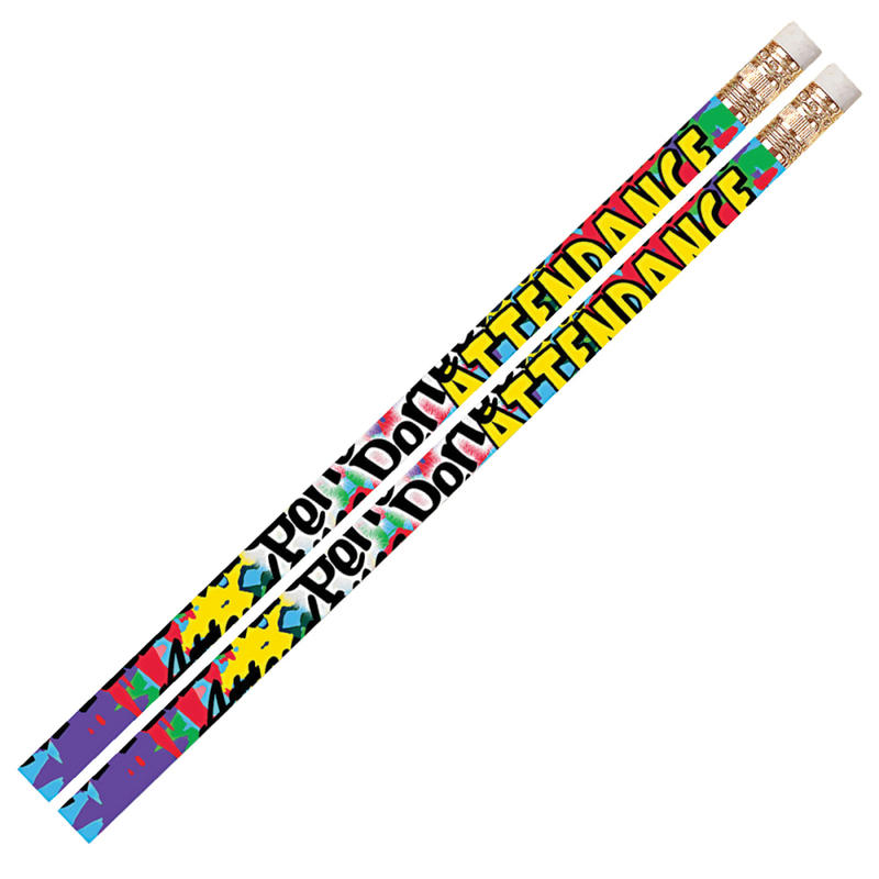 Musgrave Pencil Co. Motivational Pencils, 2.11 mm, #2 Lead, Perfect Attendance, Multicolor, Pack Of 144 MPN:MUS2329D-12