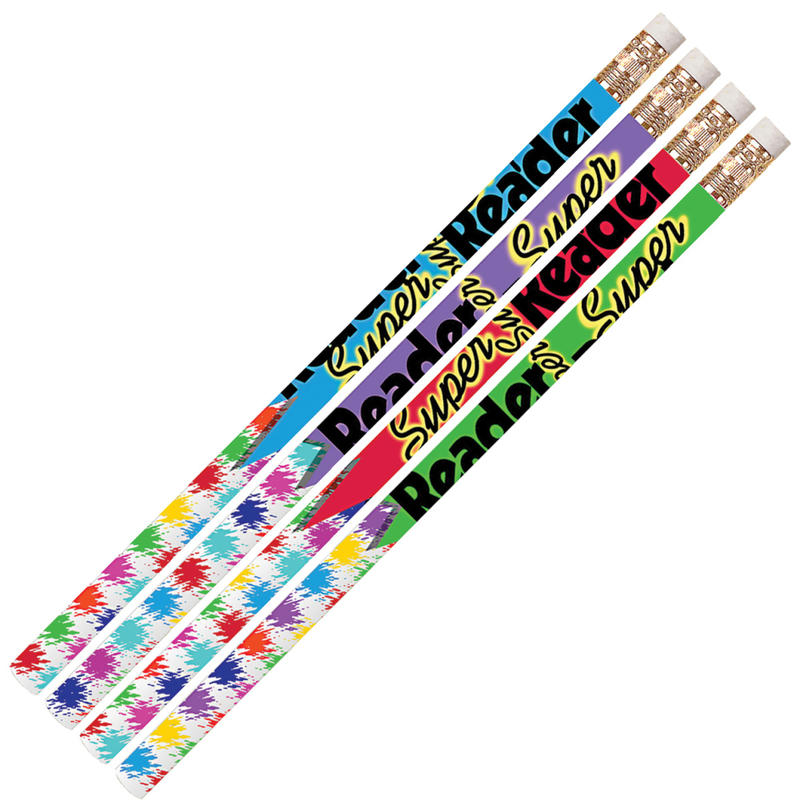 Musgrave Pencil Co. Motivational Pencils, 2.11 mm, #2 Lead, Super Reader, Multicolor, Pack Of 144 MPN:MUS2339D-12